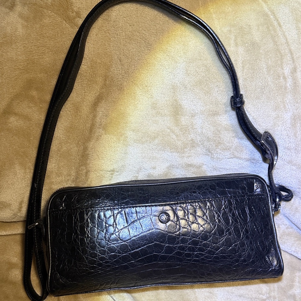 Vintage Brighton black leather embossed purse with plaid lining - Picture 4 of 11